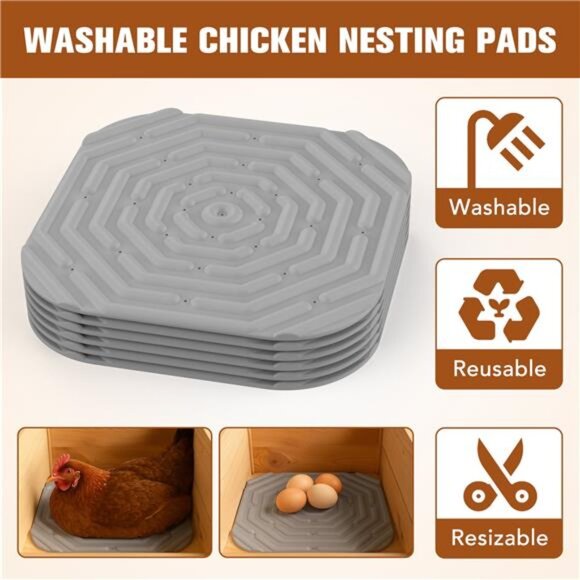 6PCS Chicken Nesting Pads, Washable / Reusable Hen Nesting Pads for Chicken - Picture 5 of 7